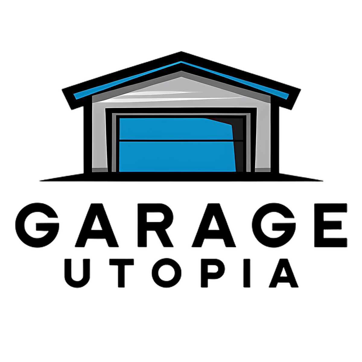 Garage utopia logo featuring garage and name