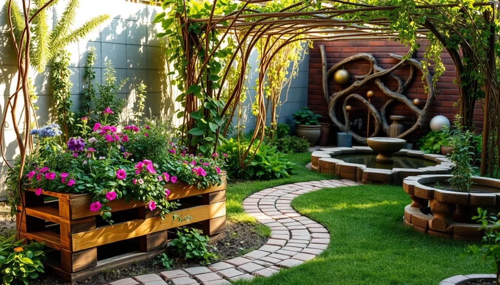 Eco-friendly garden design with recycled materials